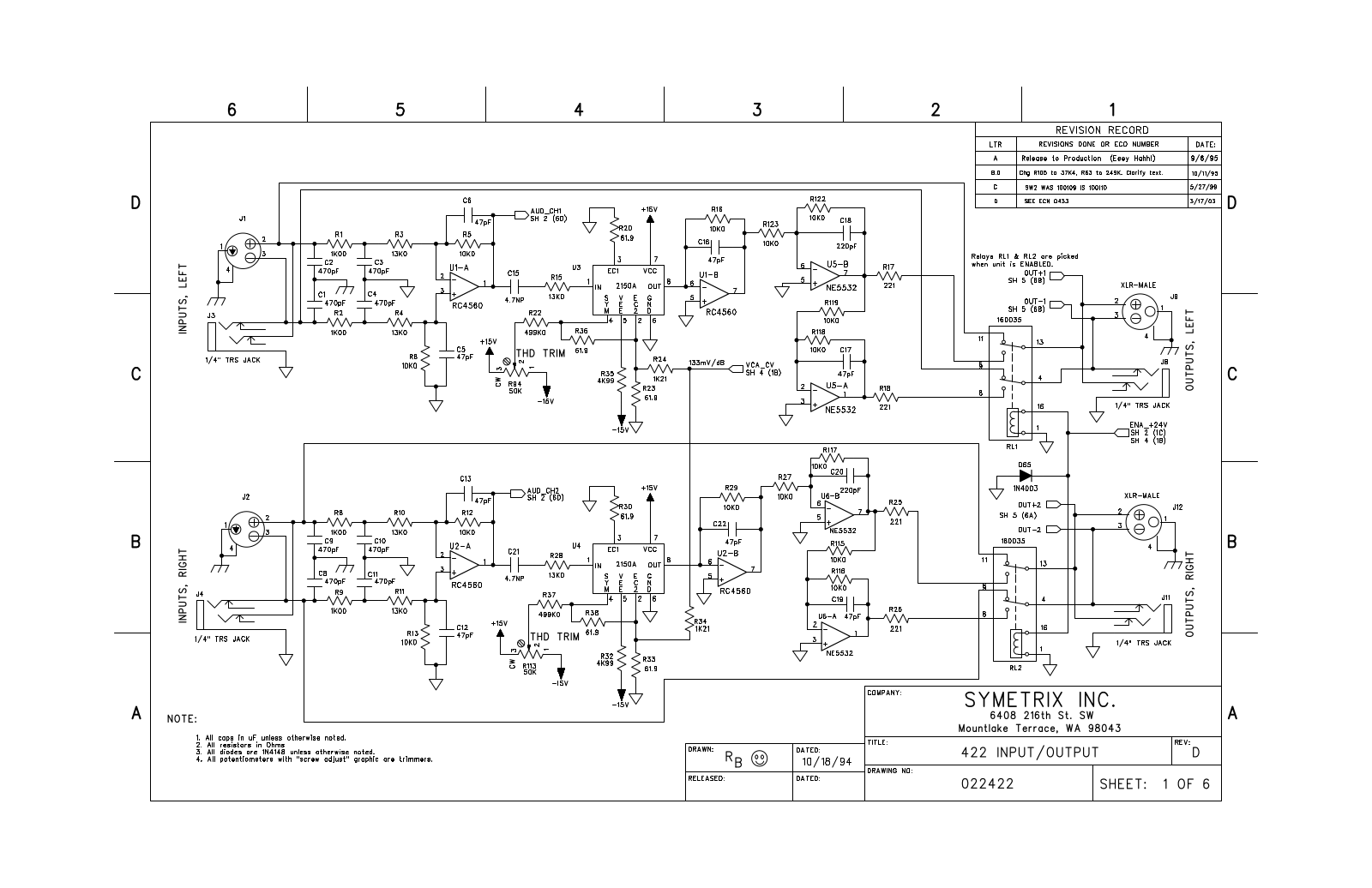 Symetrix 422, 1D00 Schematic