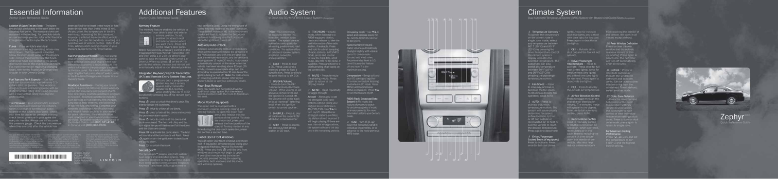 Lincoln Zephyr 2006 User Manual