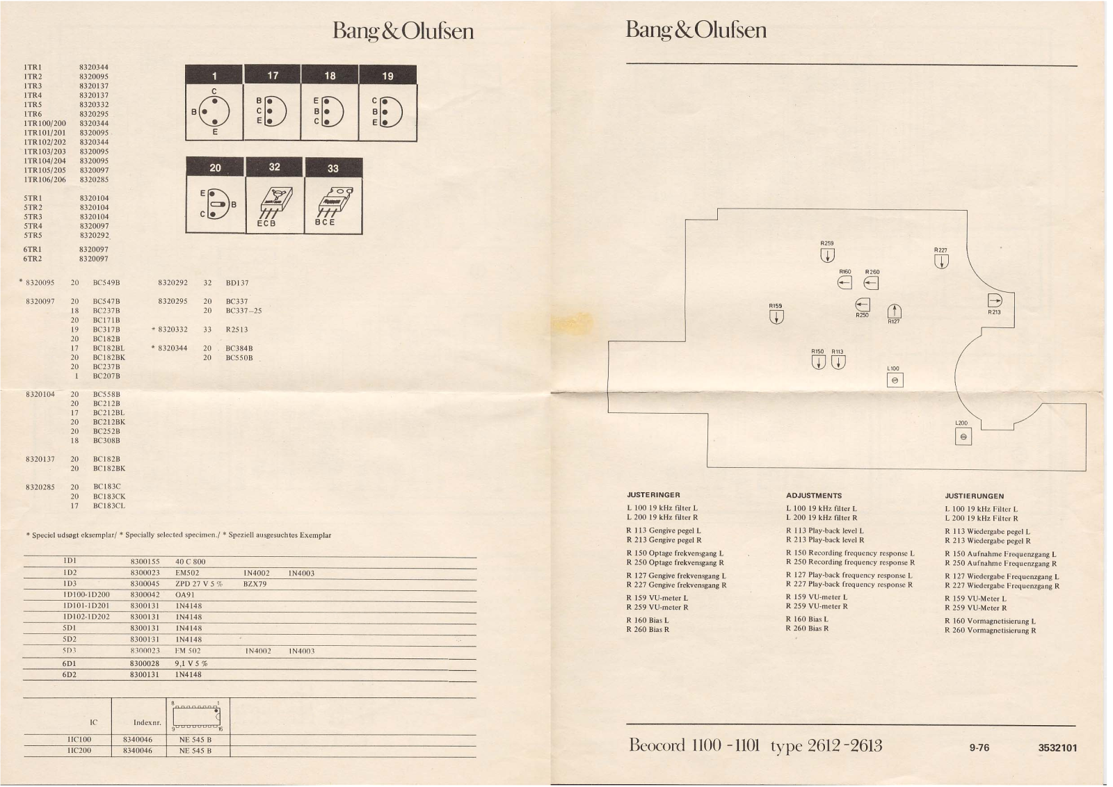 Bang Olufsen Beocord 1101 C Schematic