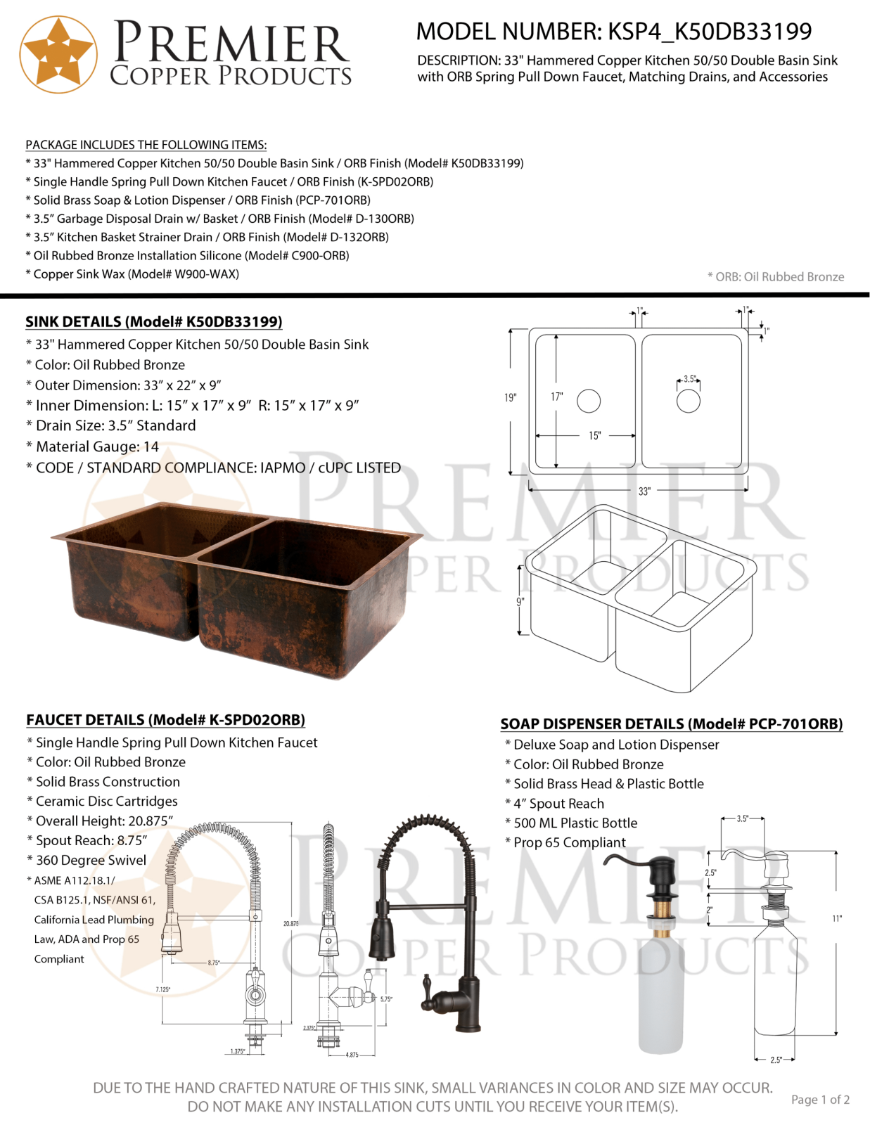 Premier Copper Products IER1656 Specifications - ManualMachine.com