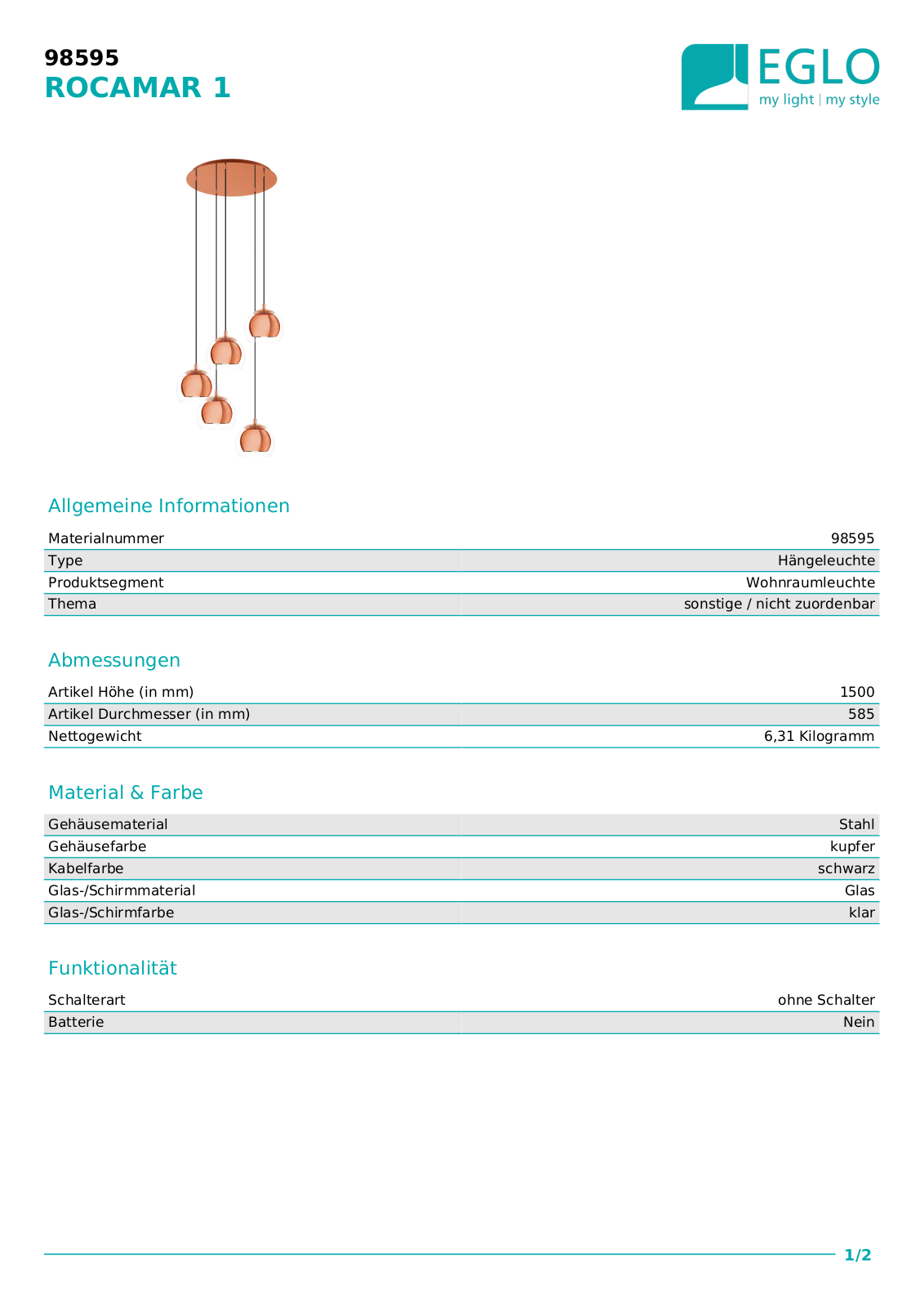 Eglo 98595 Service Manual