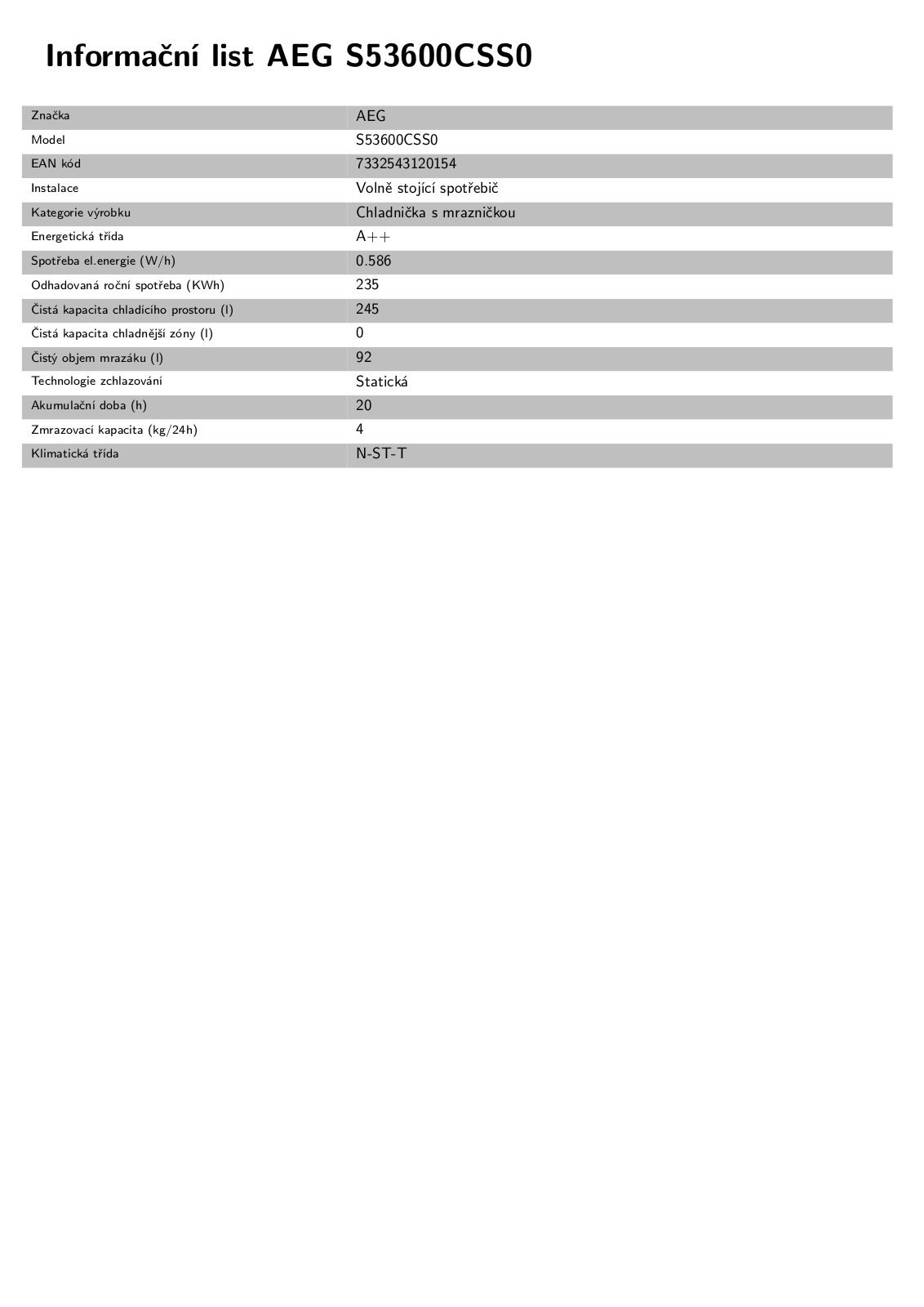 AEG S53600CSS0 User Manual