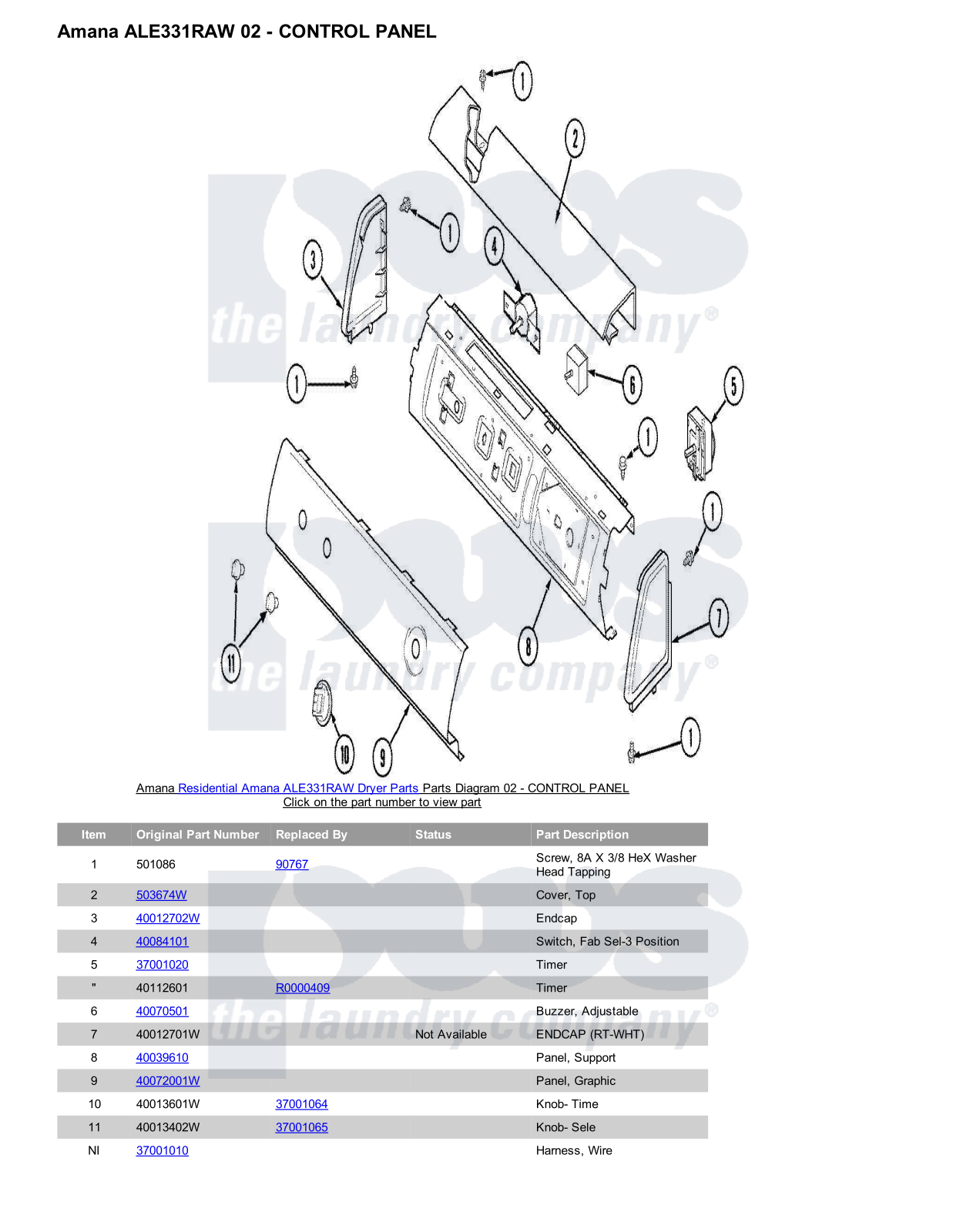 Amana ALE331RAW Parts Diagram