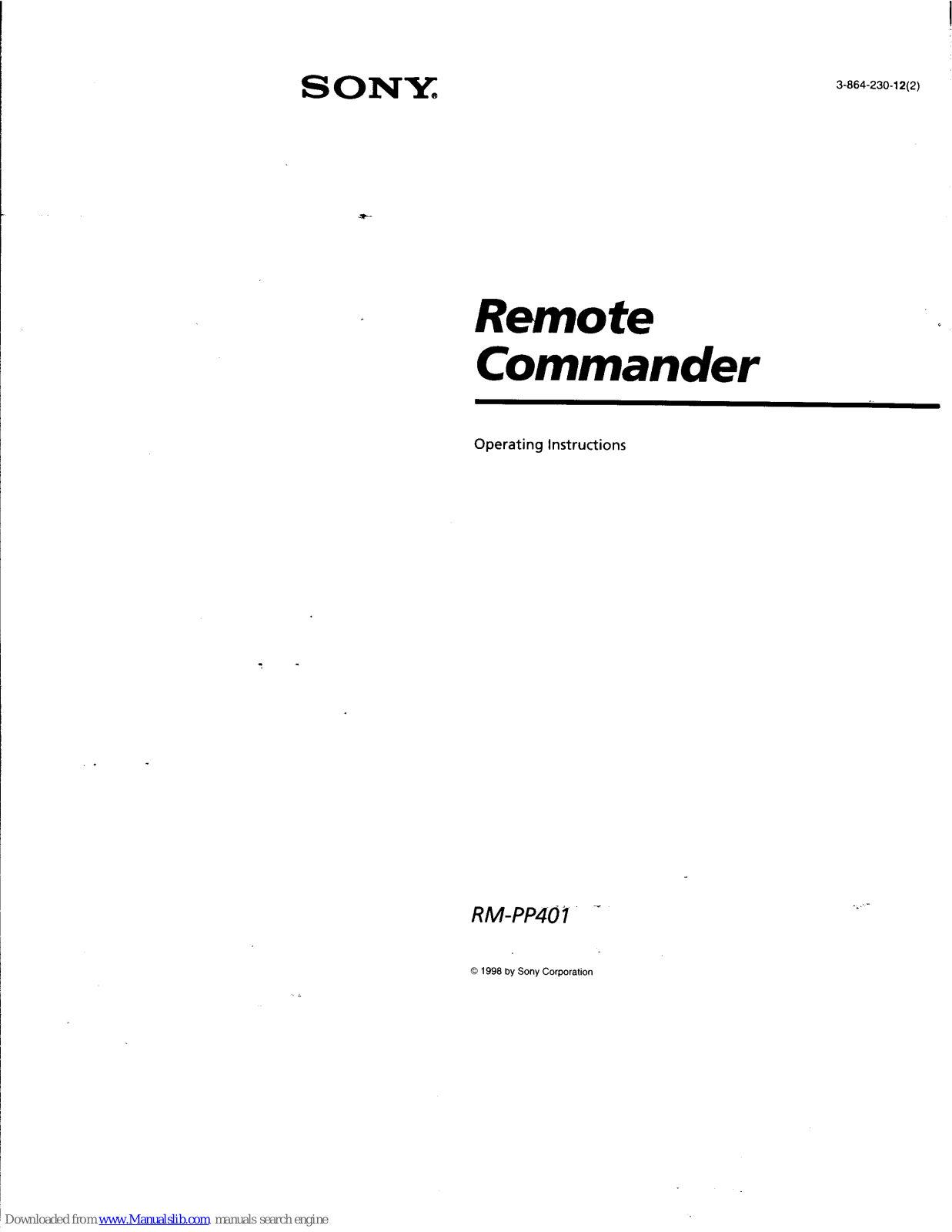 Sony RM-PP401 Operating Instructions (primary manual) Operating Instructions Manual