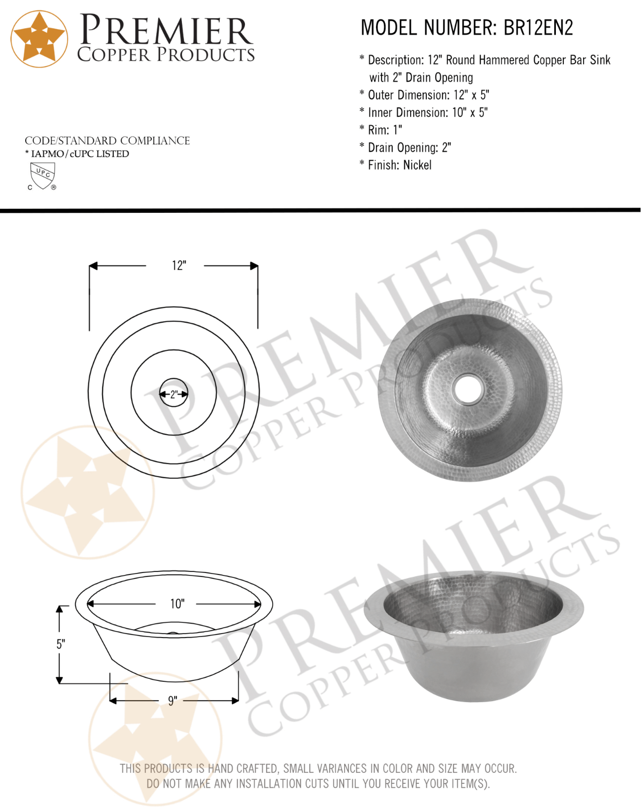 Premier Copper Products IER10045 Specifications - ManualMachine.com