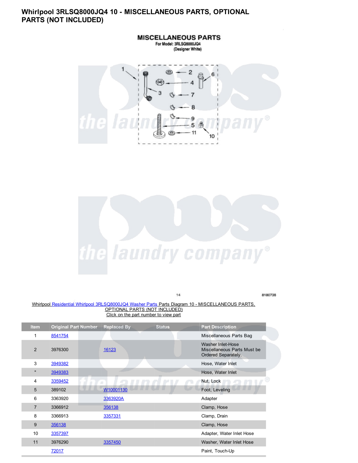 Whirlpool 3RLSQ8000JQ4 Parts Diagram