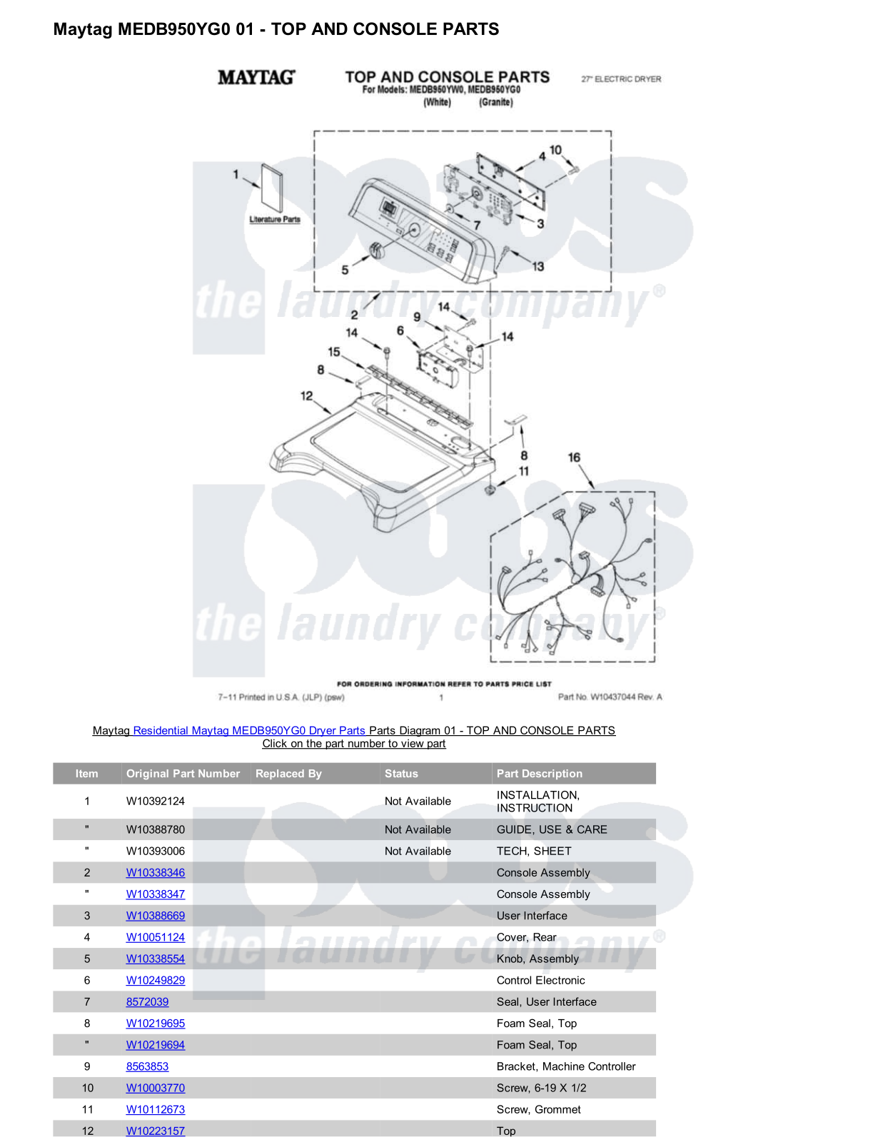 Maytag MEDB950YG0 Parts Diagram