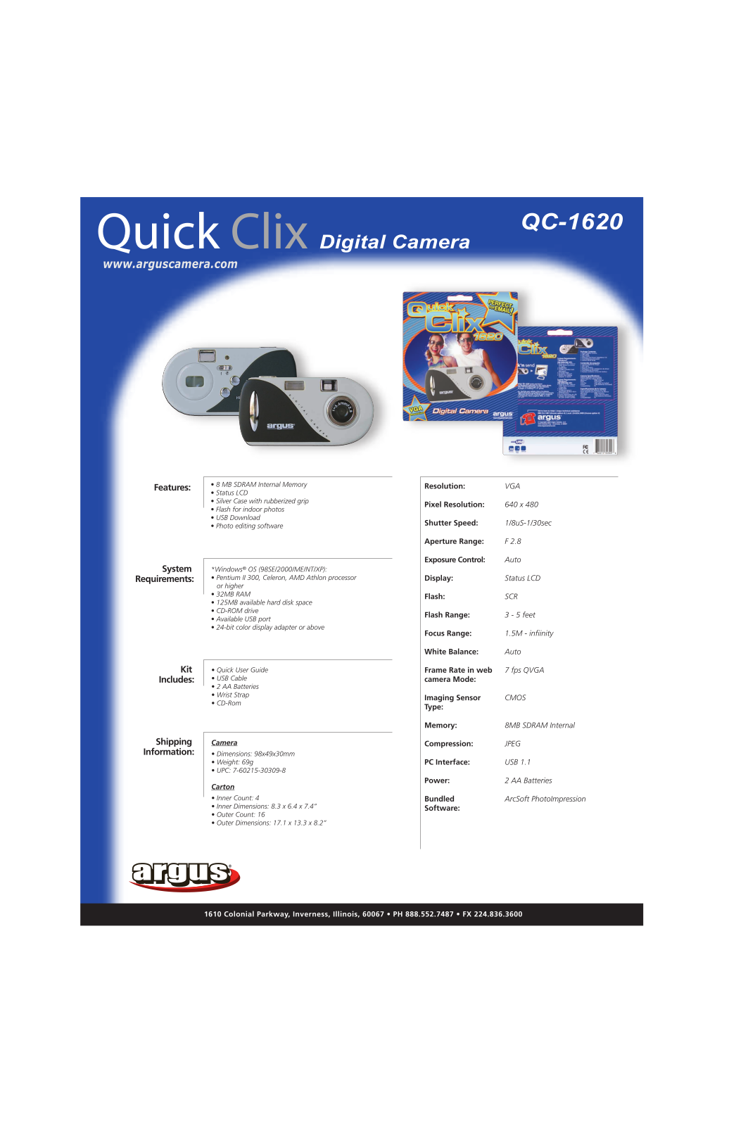 Argus Camera QC-1620 User Manual