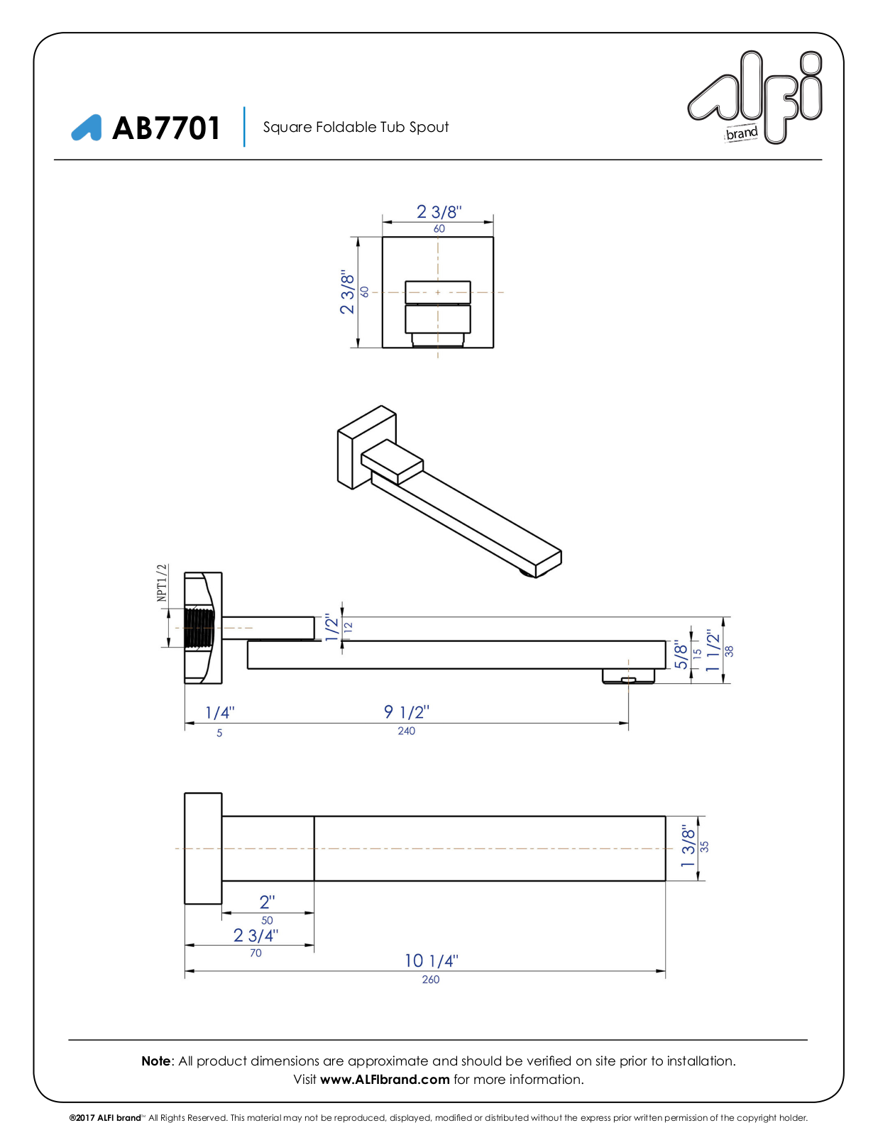 Alfi Brand NBT10121 Specifications - ManualMachine.com