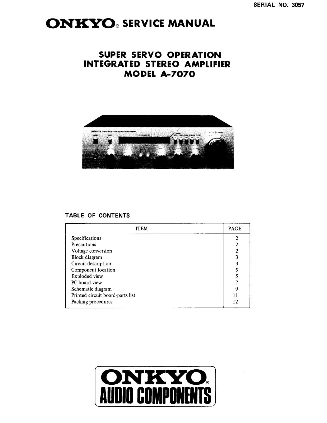 Onkyo A-7070 Service Manual