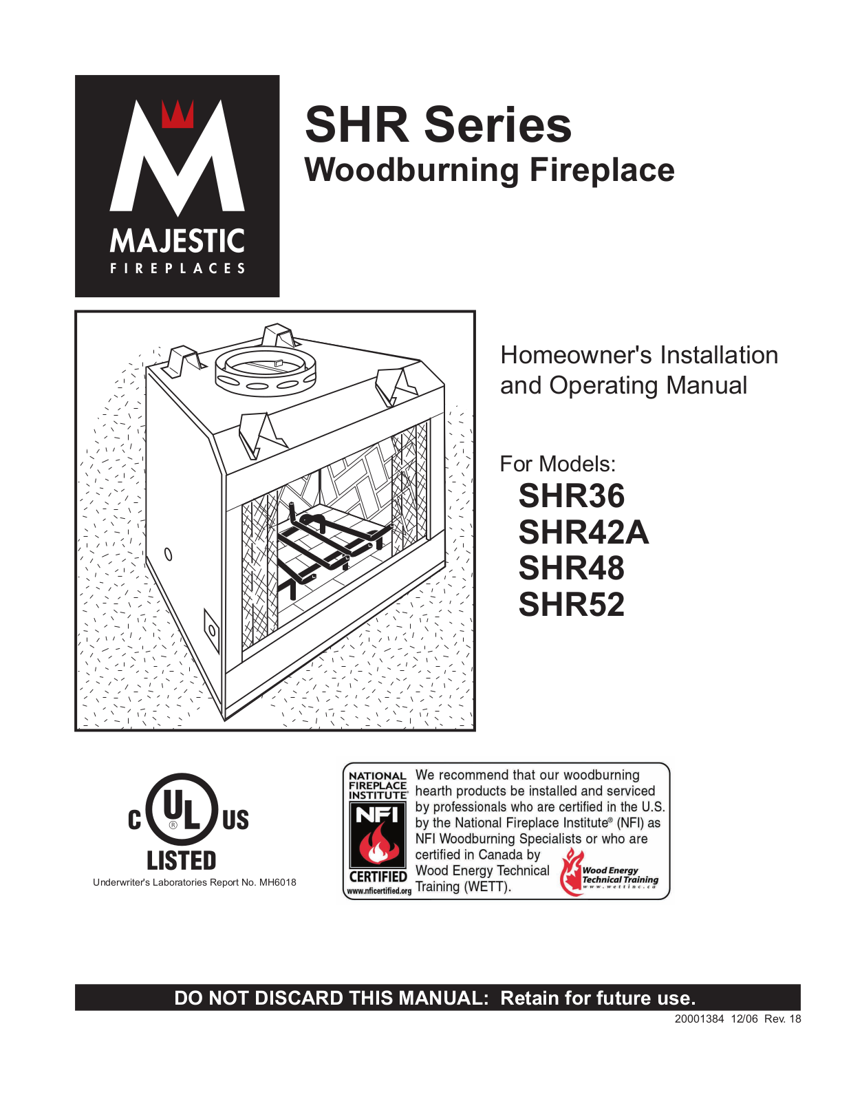 Vermont Casting SHR42A, SHR52, SHR36, SHR48 User Manual