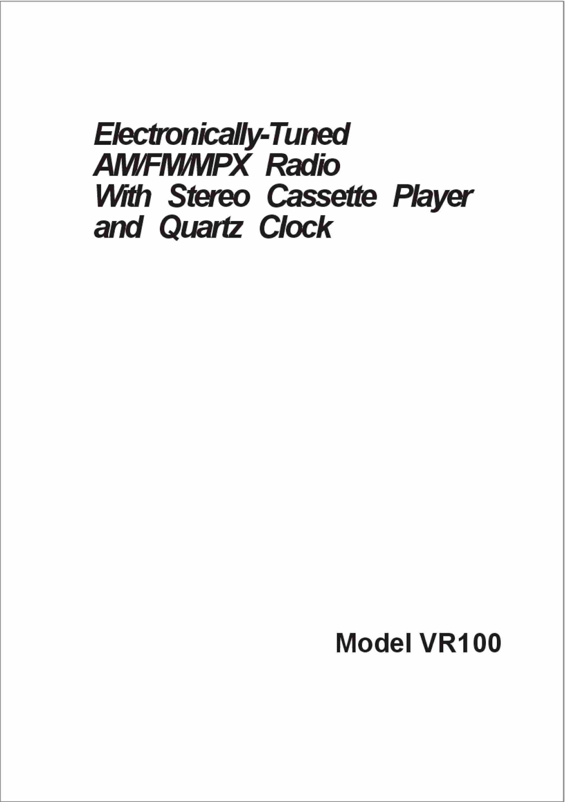 ASA Electronics VR100 User Manual