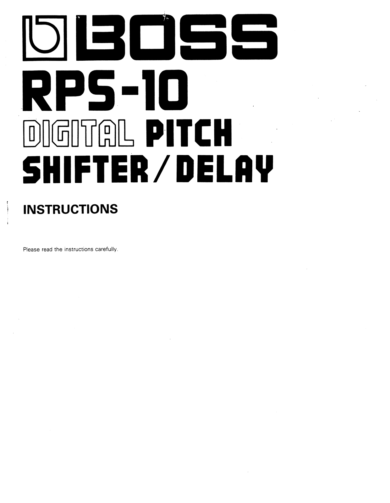 Boss RPS-10 Owner's Manual