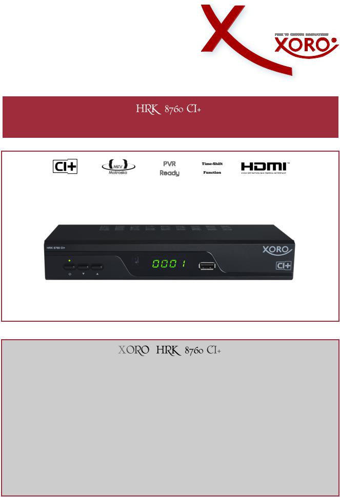 Xoro HRK 8760 CI+ Product data sheet