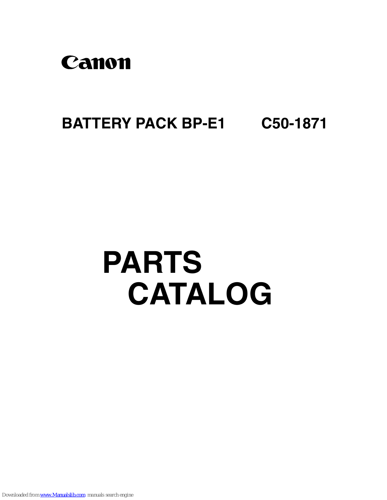 Canon BATTERY PACK BP-E1 Parts Catalog