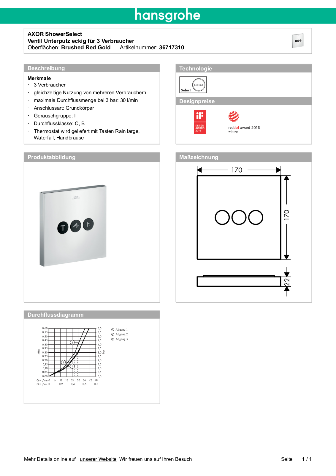 Hansgrohe AXOR 36717310 User Manual