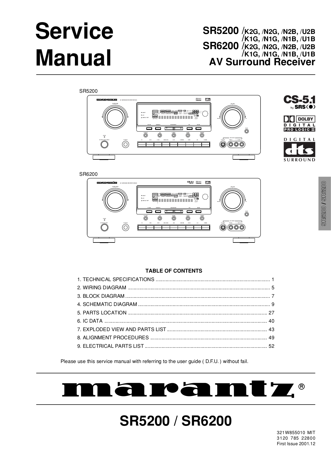 Marantz SR5200, SR-6200 Schematic