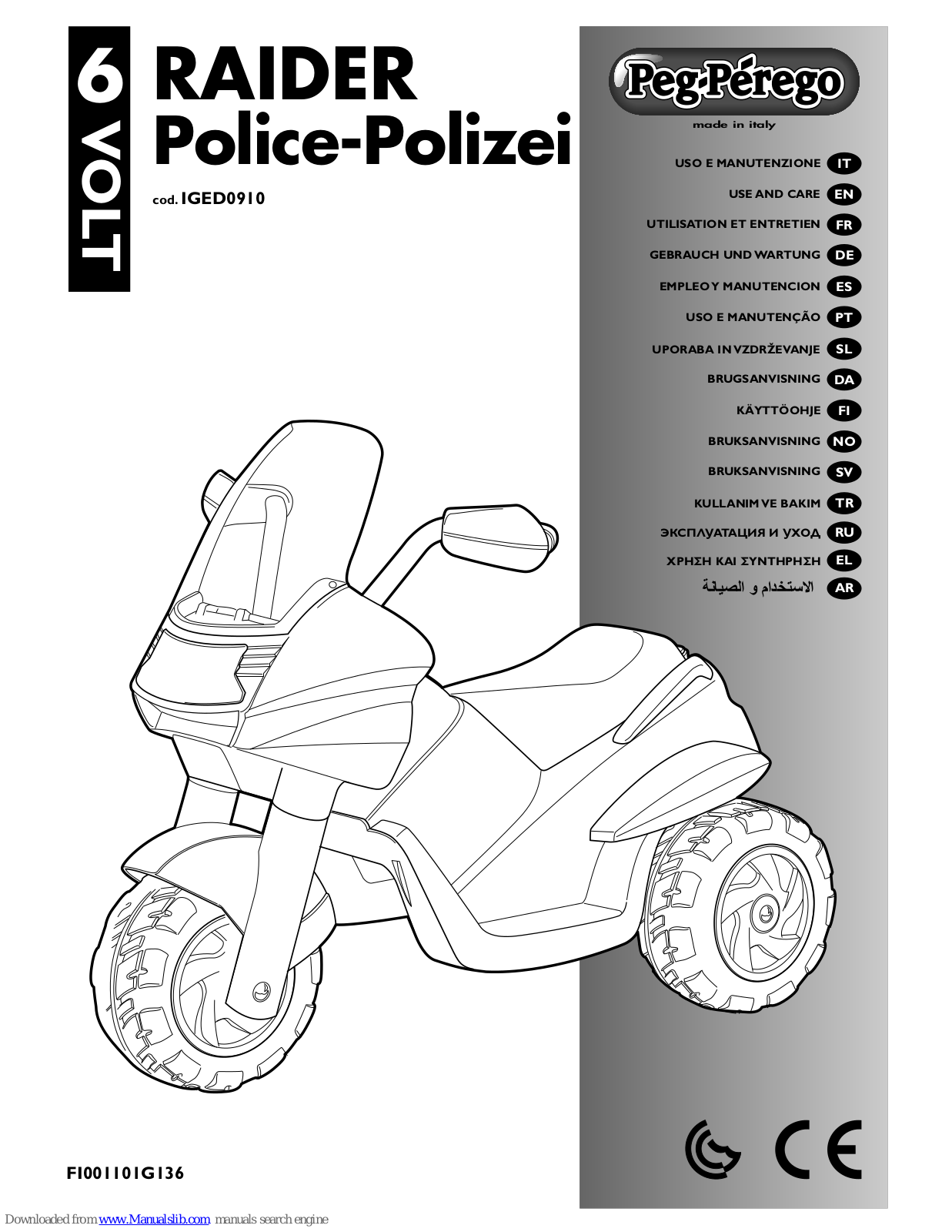 Peg-Perego RAIDER Police-Polize Use And Care Manual