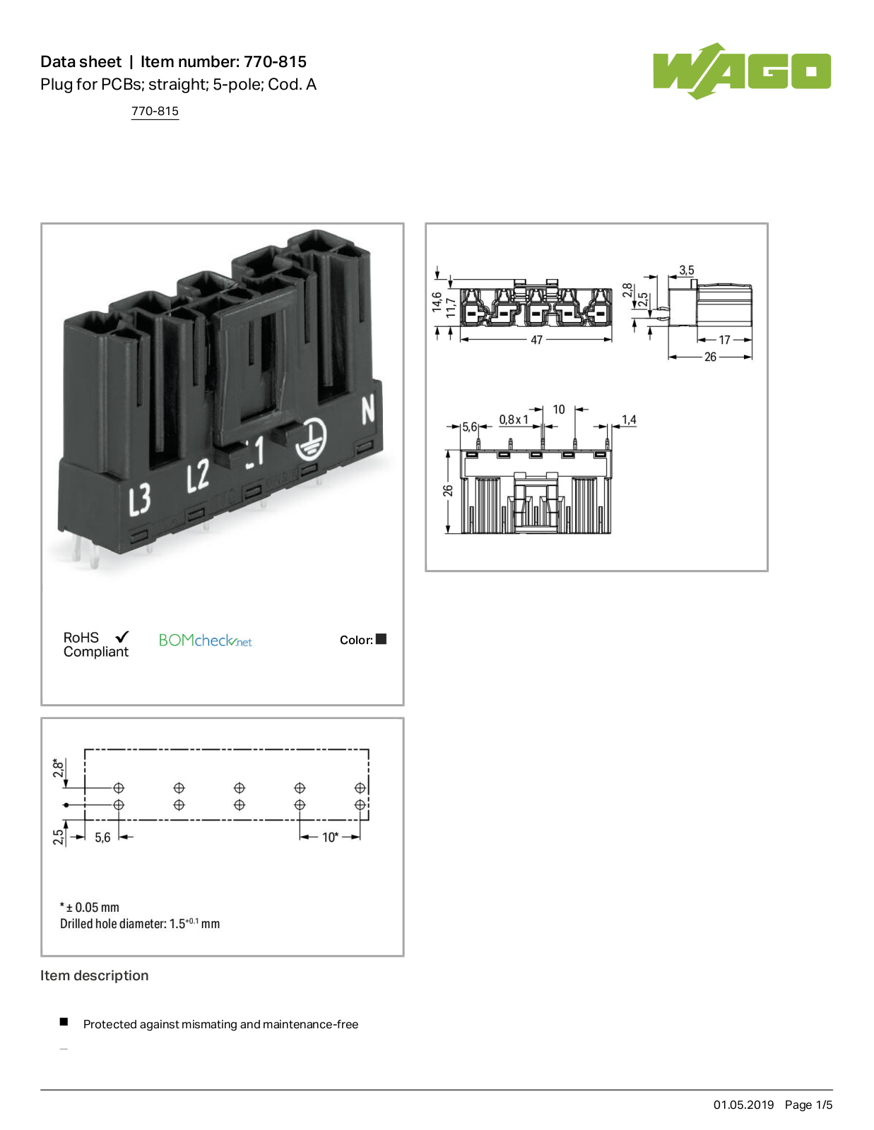 Wago 770-815 Data Sheet