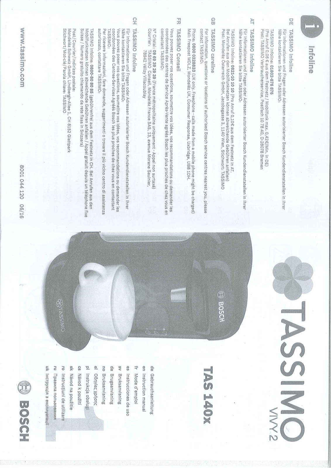 Bosch TAS1401, TAS1402, TAS1403, TAS1407 User Manual