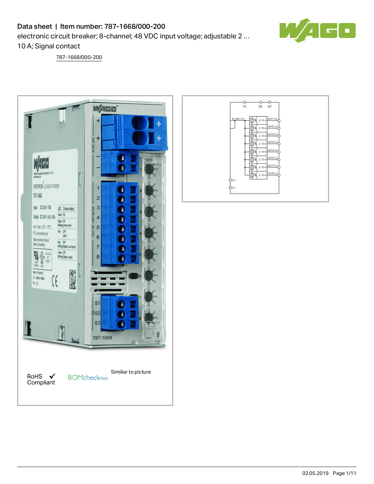 Wago 787-1668/000-200 Data Sheet