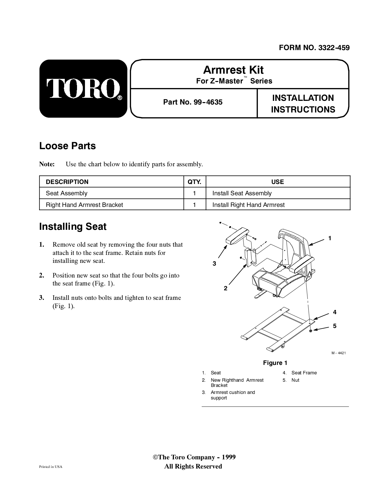 Toro 99-4635 Installation Instructions