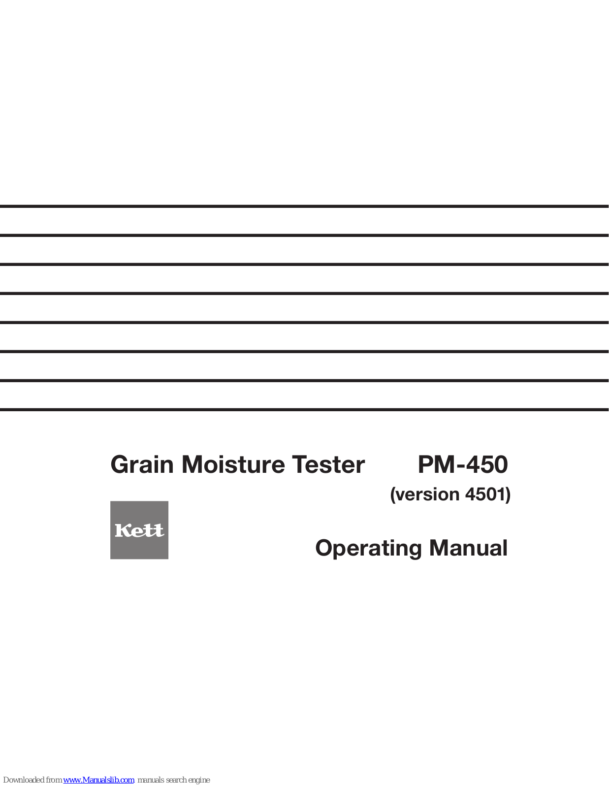 Kett PM-450, 4501 Operating Manual - ManualMachine.com