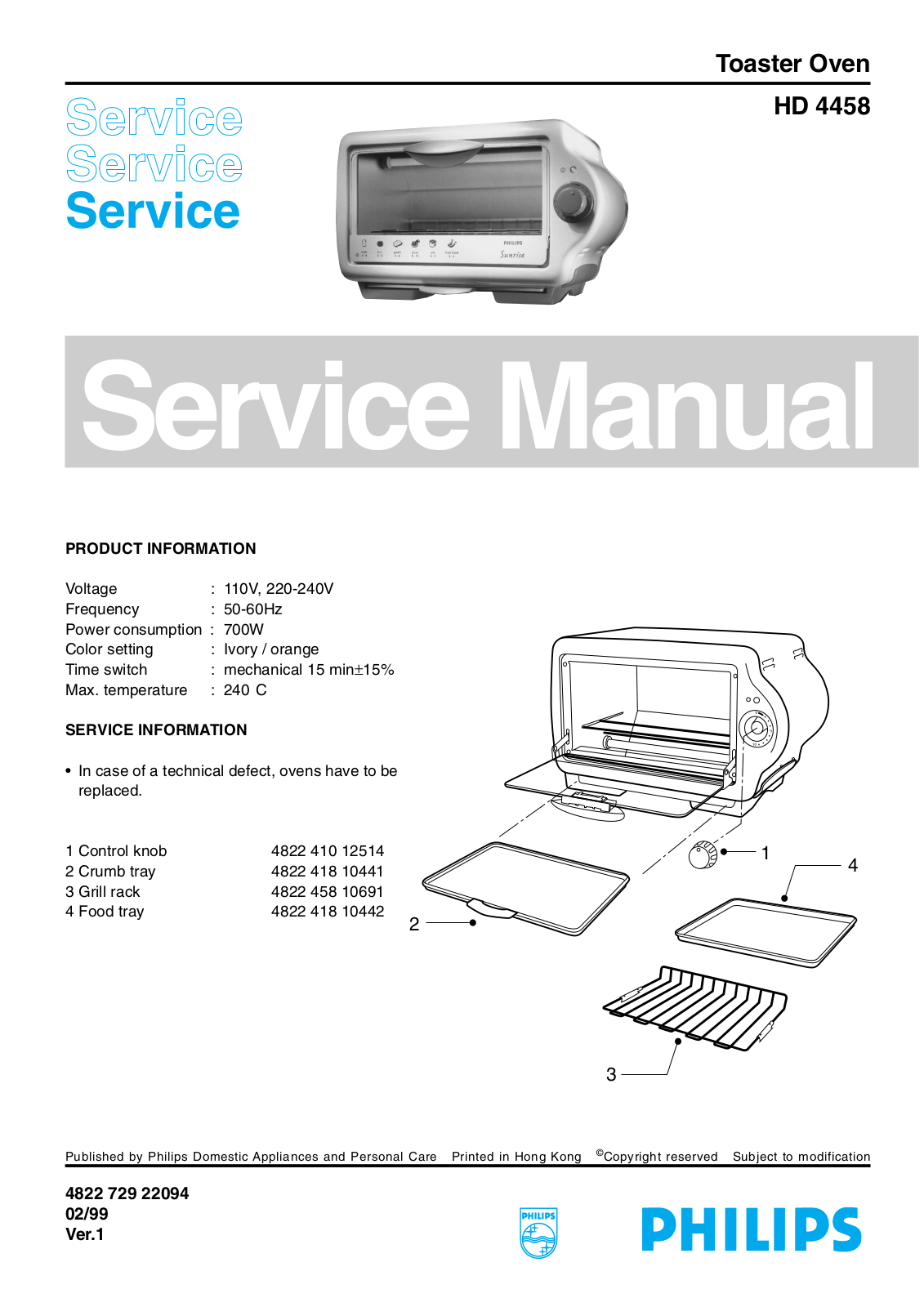 Philips HD 4458 Service Manual