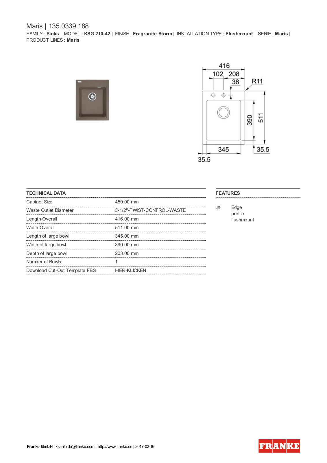 Franke 135.0339.188 Service Manual