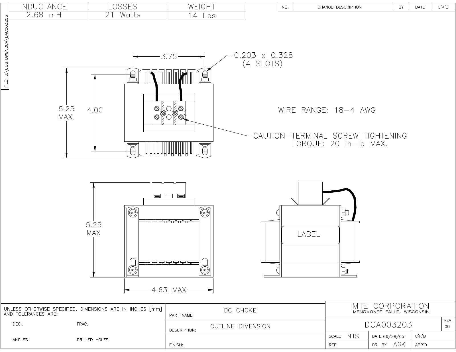 MTE DCA003203 CAD Drawings