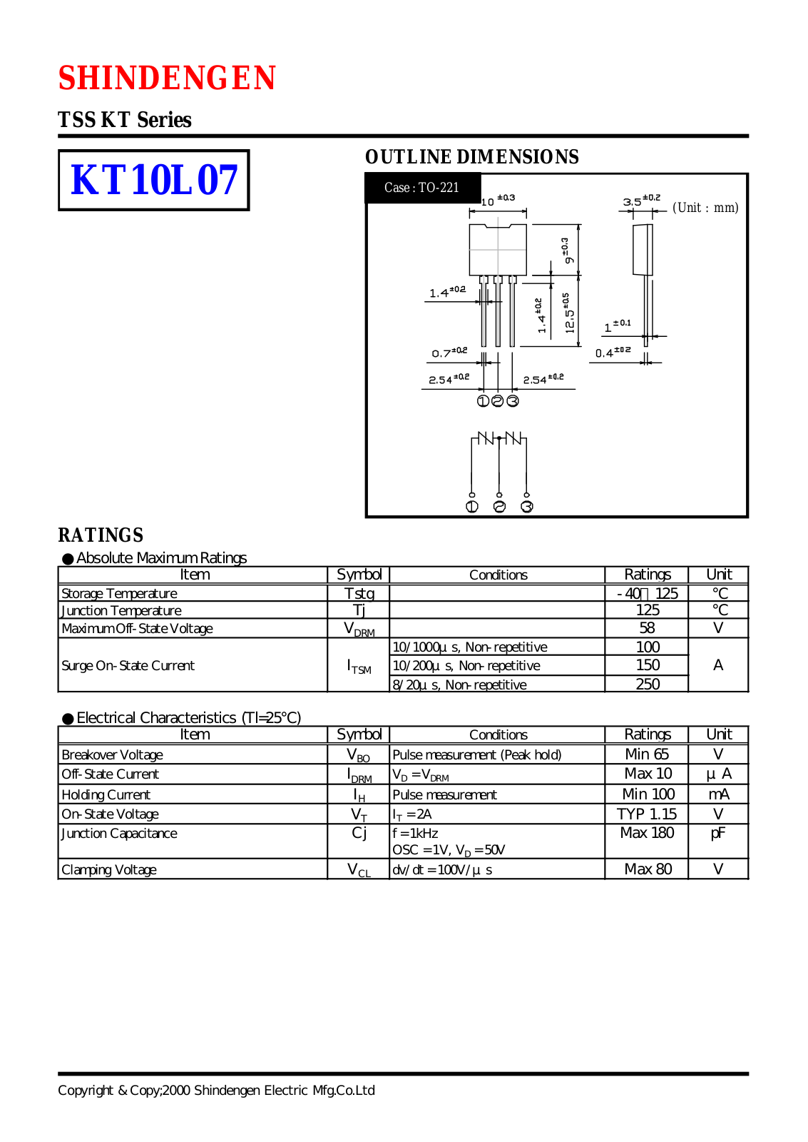 Shindengen Electric Manufacturing Company Ltd KT10L07 Datasheet