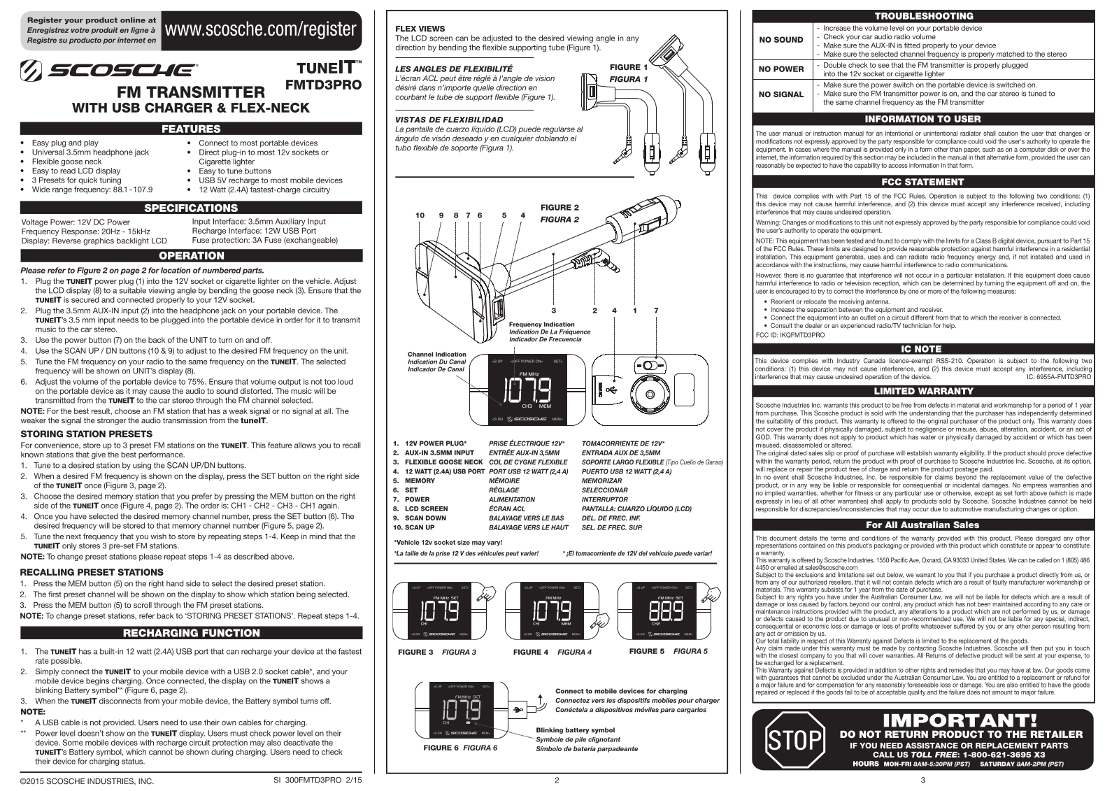 Scosche FMTD3PRO User Manual