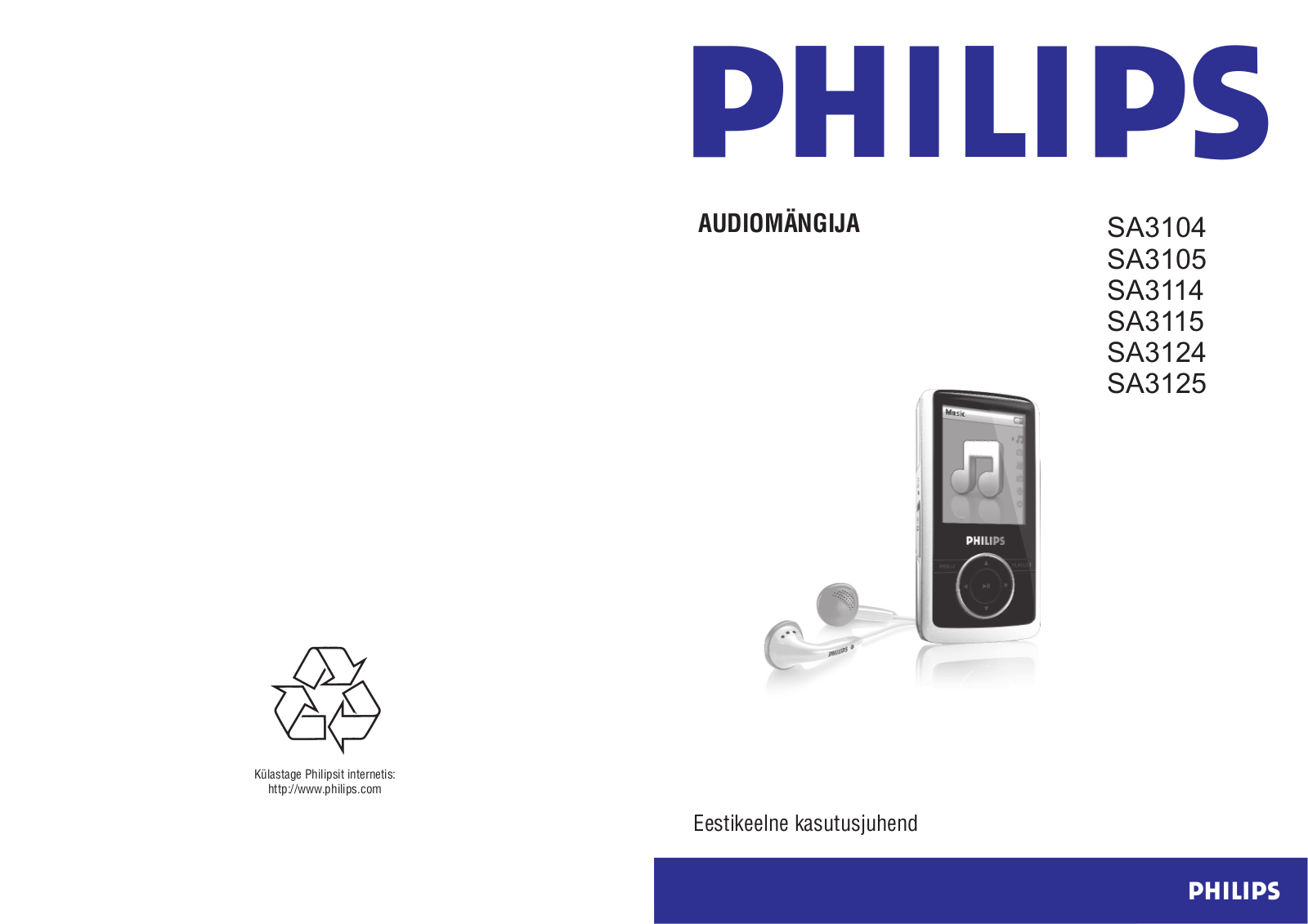 Philips SA3104, SA3105, SA3114, SA3115, SA3124 User Manual