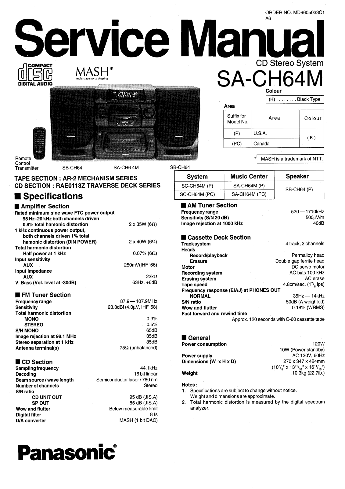 Technics SACH-64-M Service manual