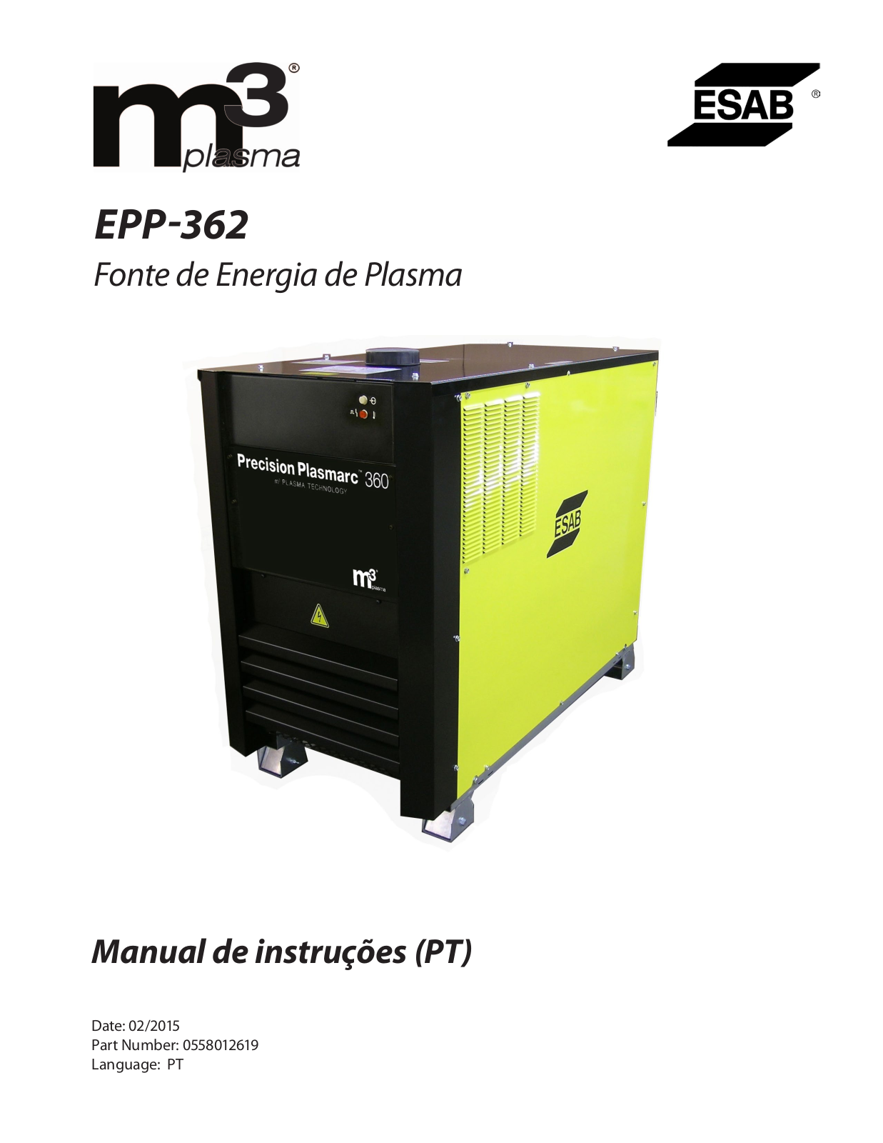 ESAB m3 Plasma EPP-362 Plasma Power Source Instruction manual