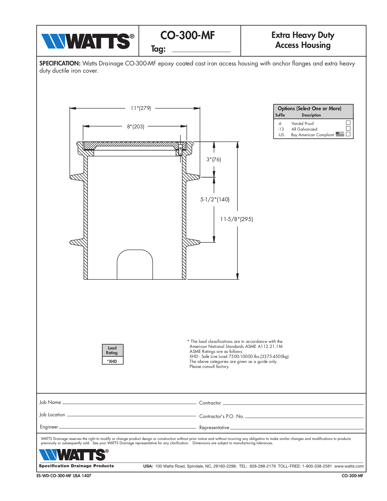 Watts CO-300-MF User Manual