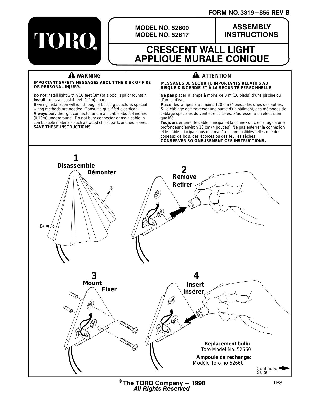 Toro 52600, 52617, 52620 Installation Instructions