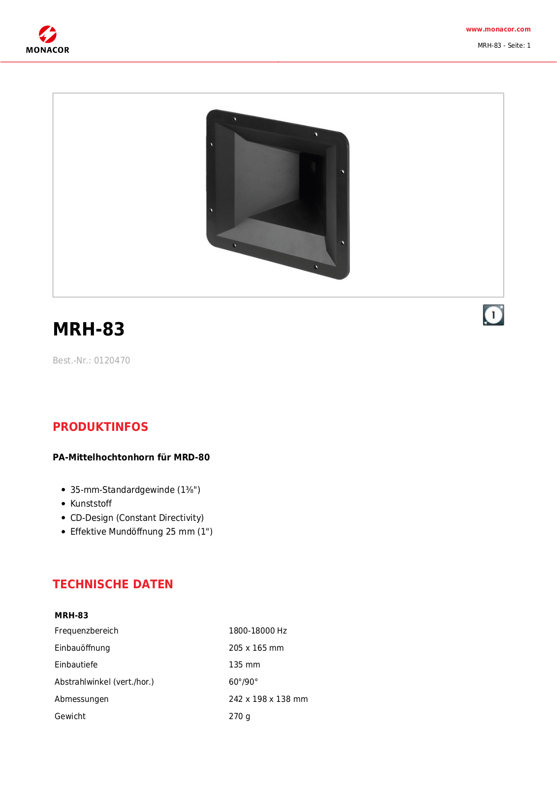 MONACOR MRH-83 Datasheet - ManualMachine.com