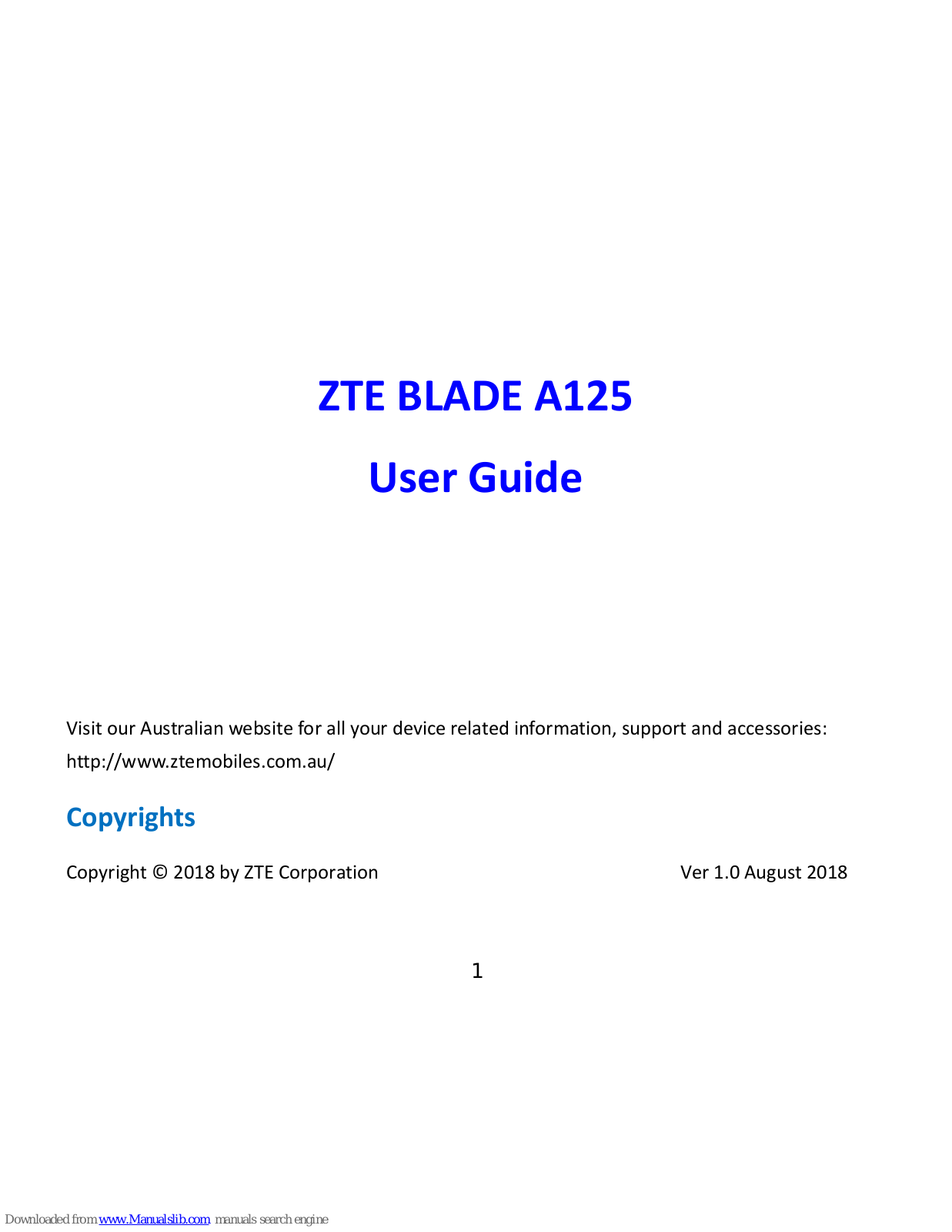 Zte Blade A125 User Manual