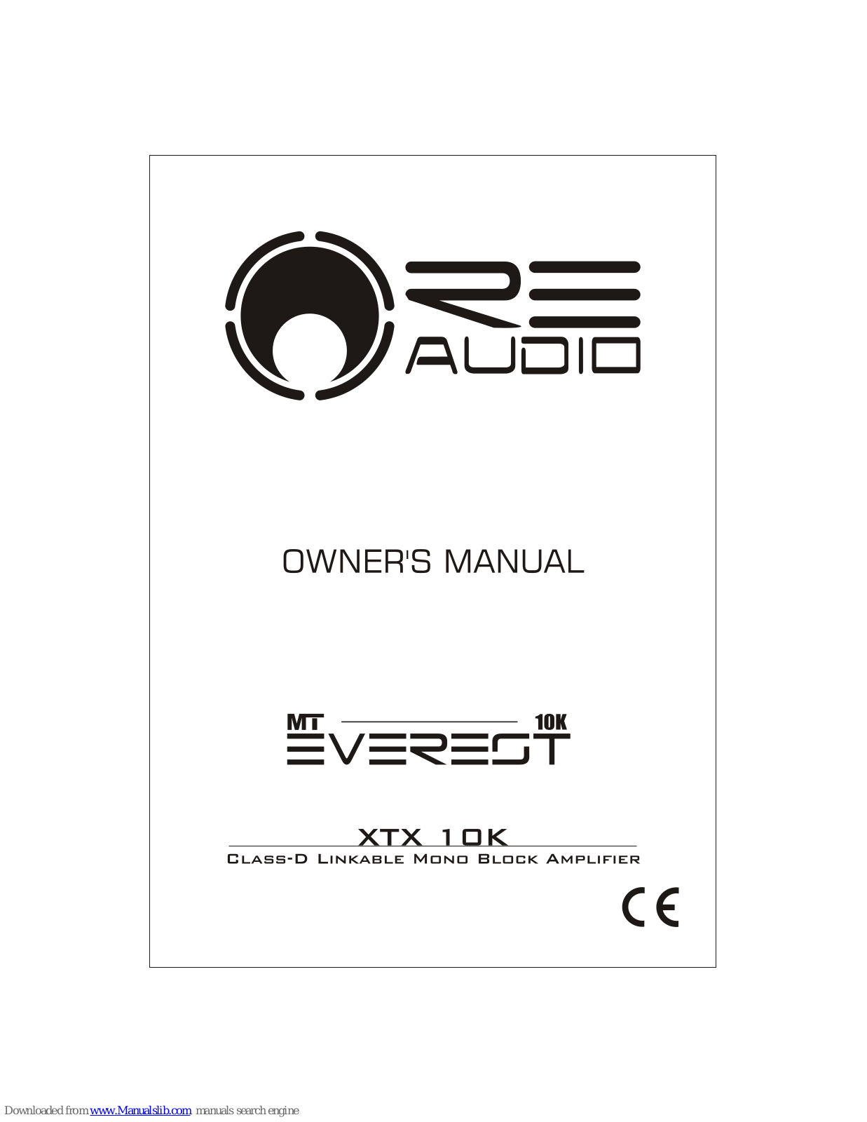 RE Audio XTX 10K Owner's Manual