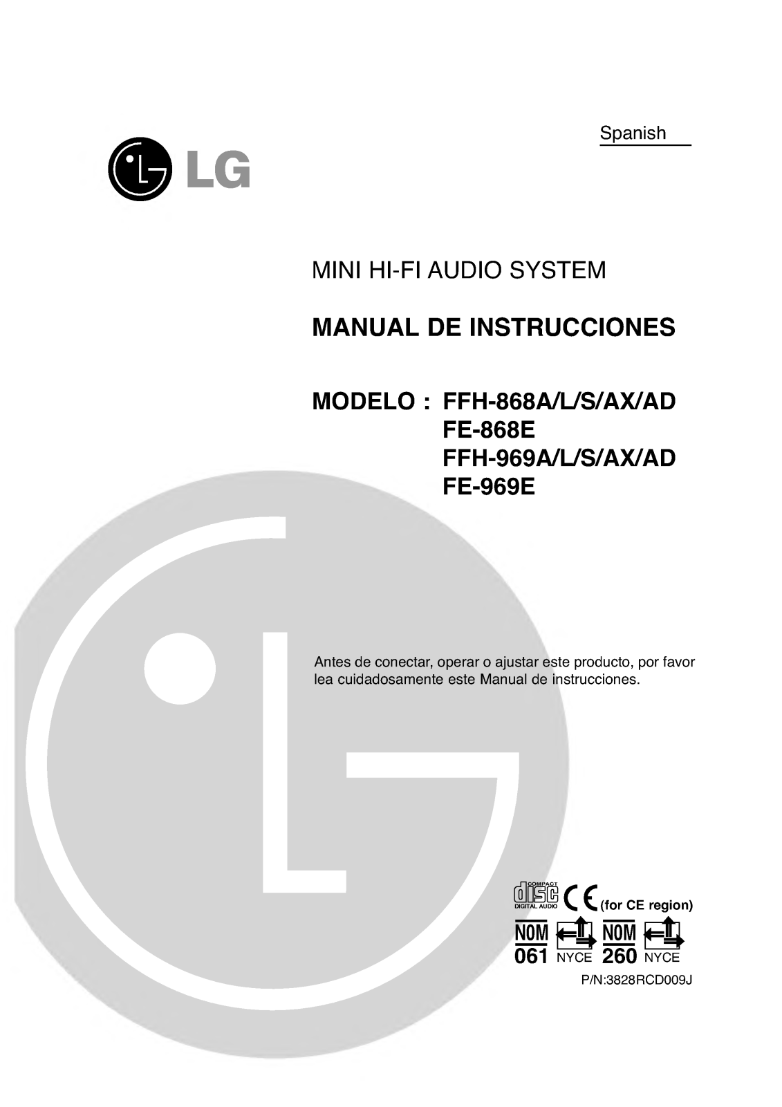Lg FFH-868A, FFH-868L, FFH-868S, FFH-868AX, FFH-868AD Instructions Manual