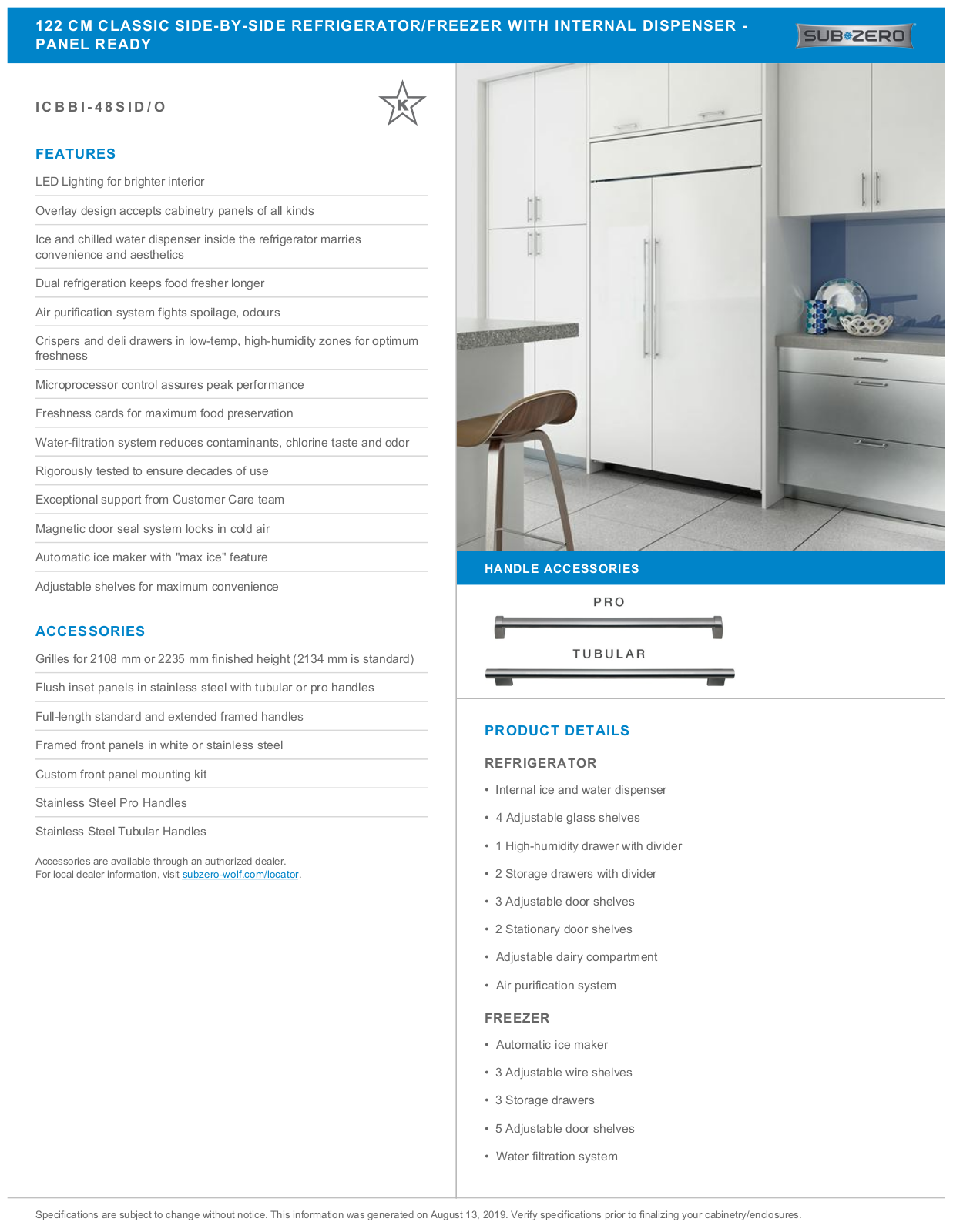 Sub-Zero ICBBI48SIDO Datasheet