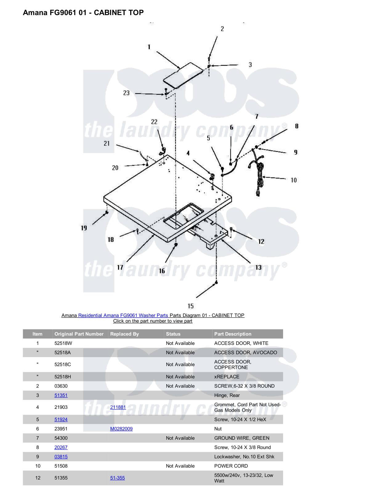 Amana FG9061 Parts Diagram