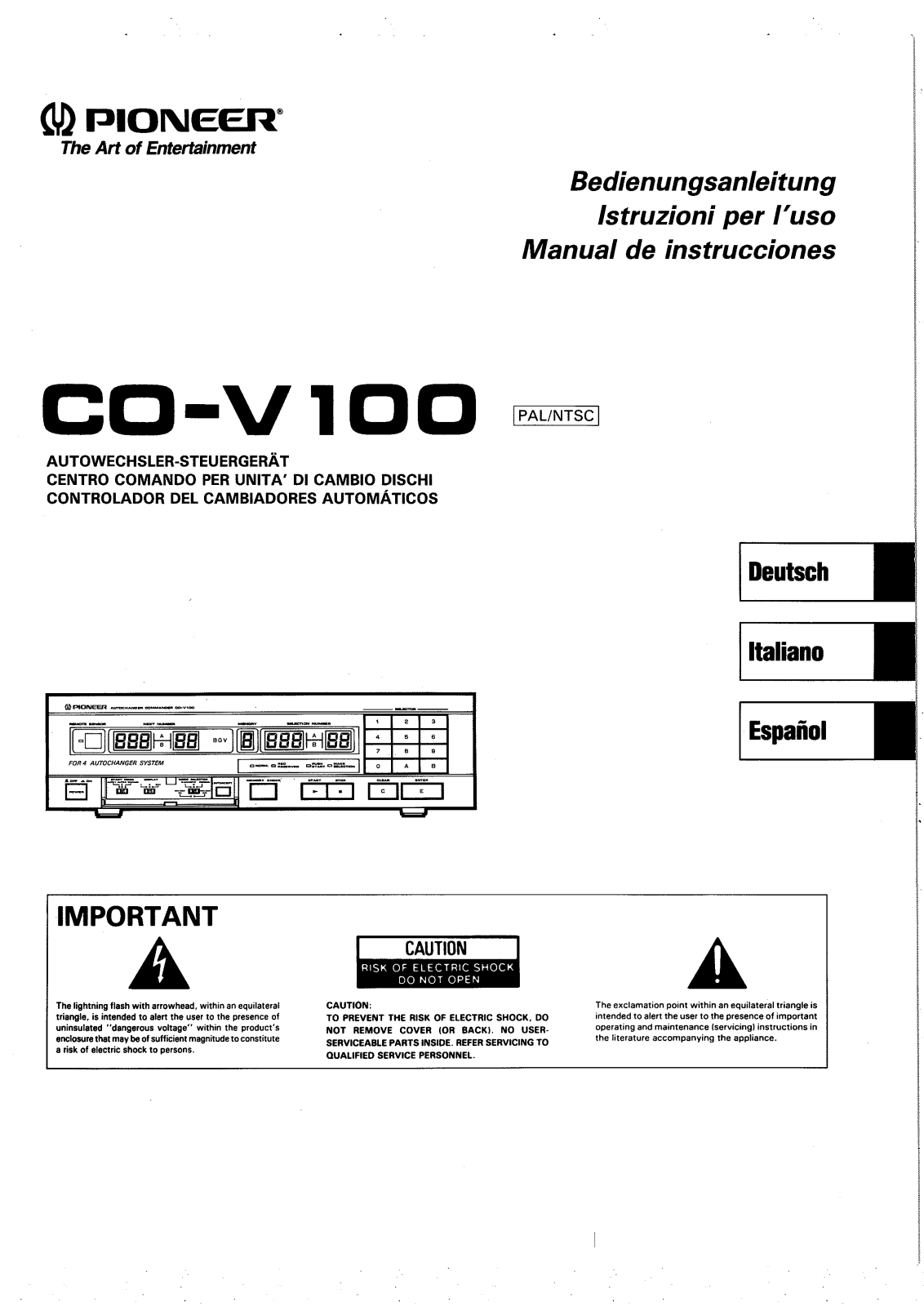 Pioneer CO-V100 User Manual