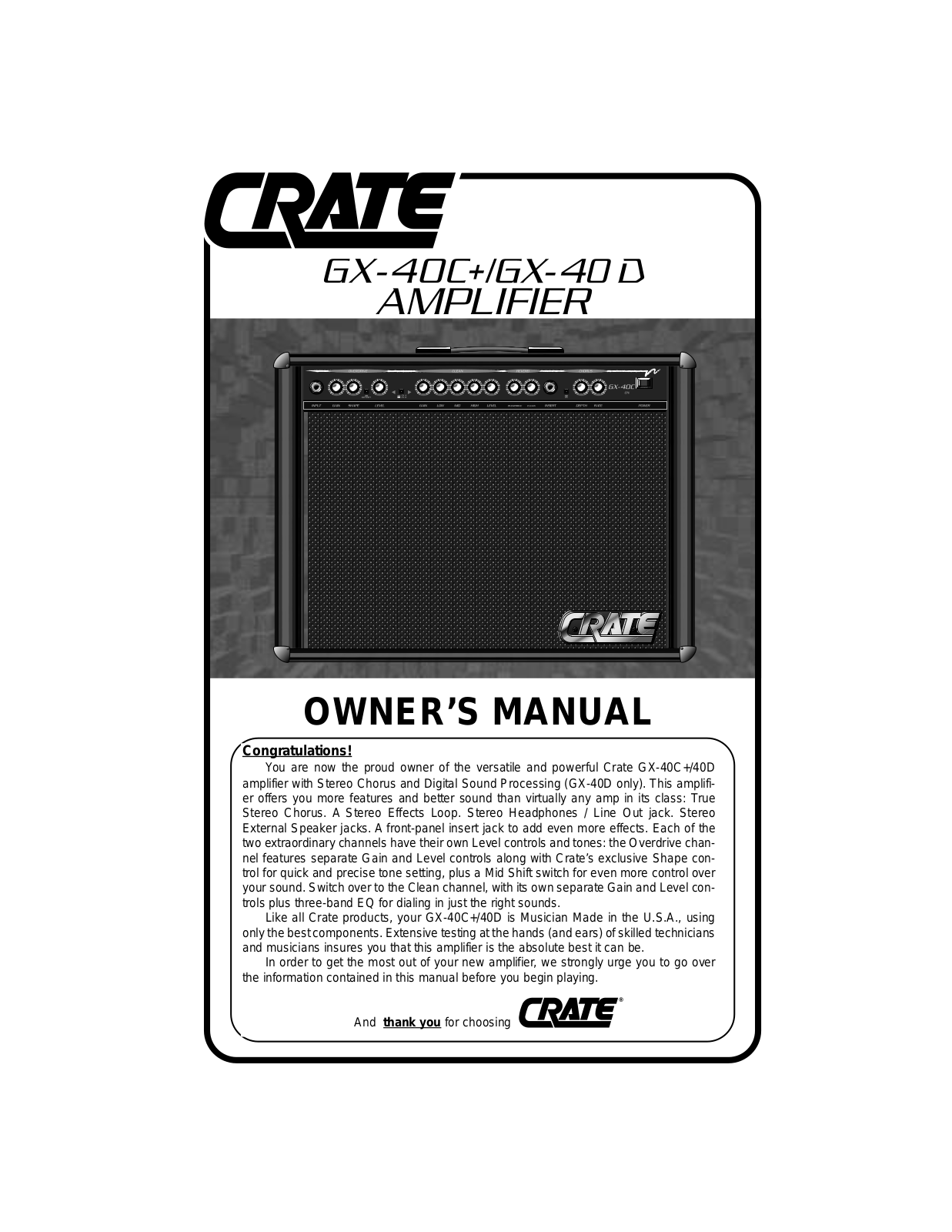 Crate Amplifiers GX-40D User Manual