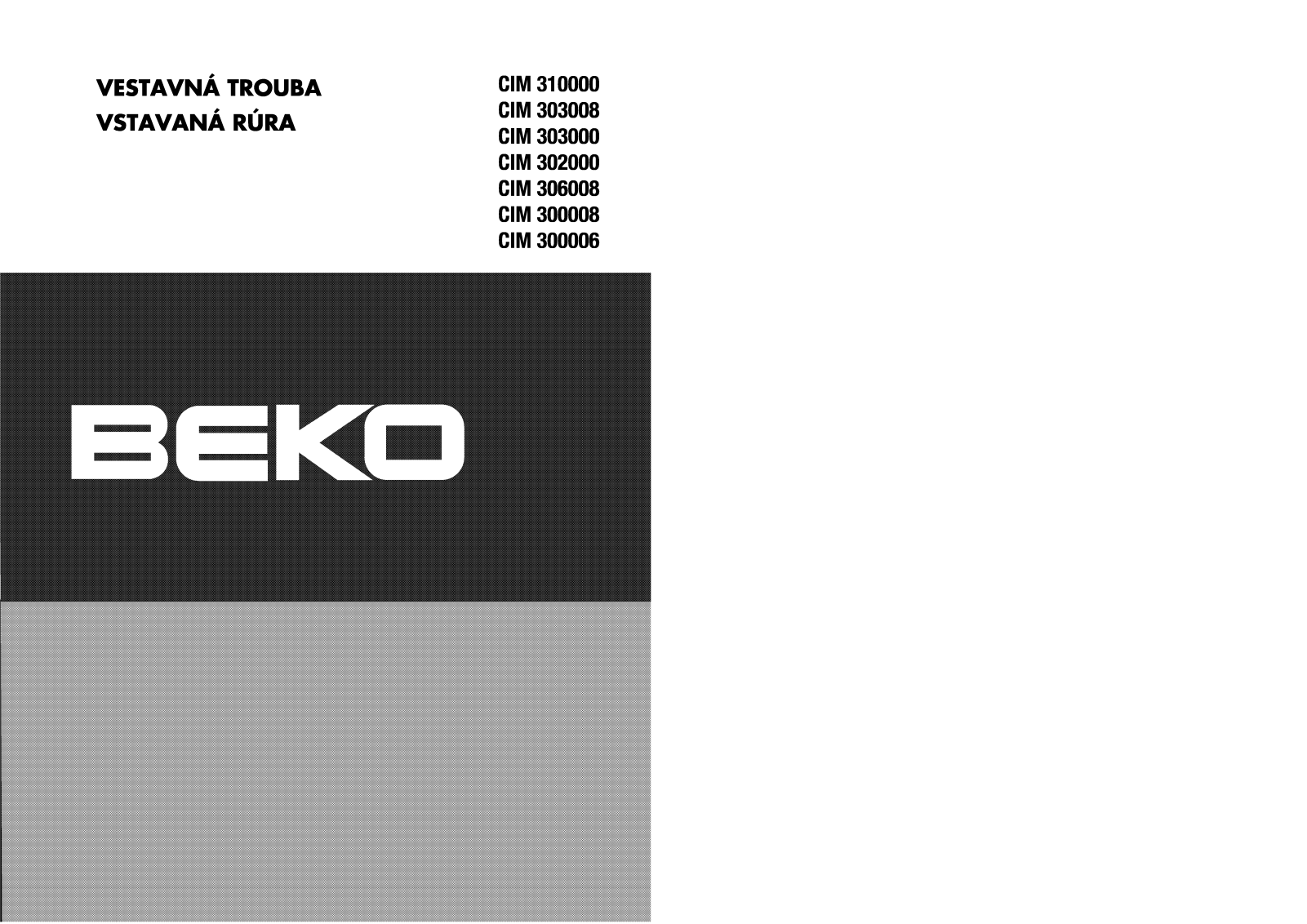 Beko CIM 303008, CIM 302000, CIM 303000, CIM 300008, CIM 306008 User Manual