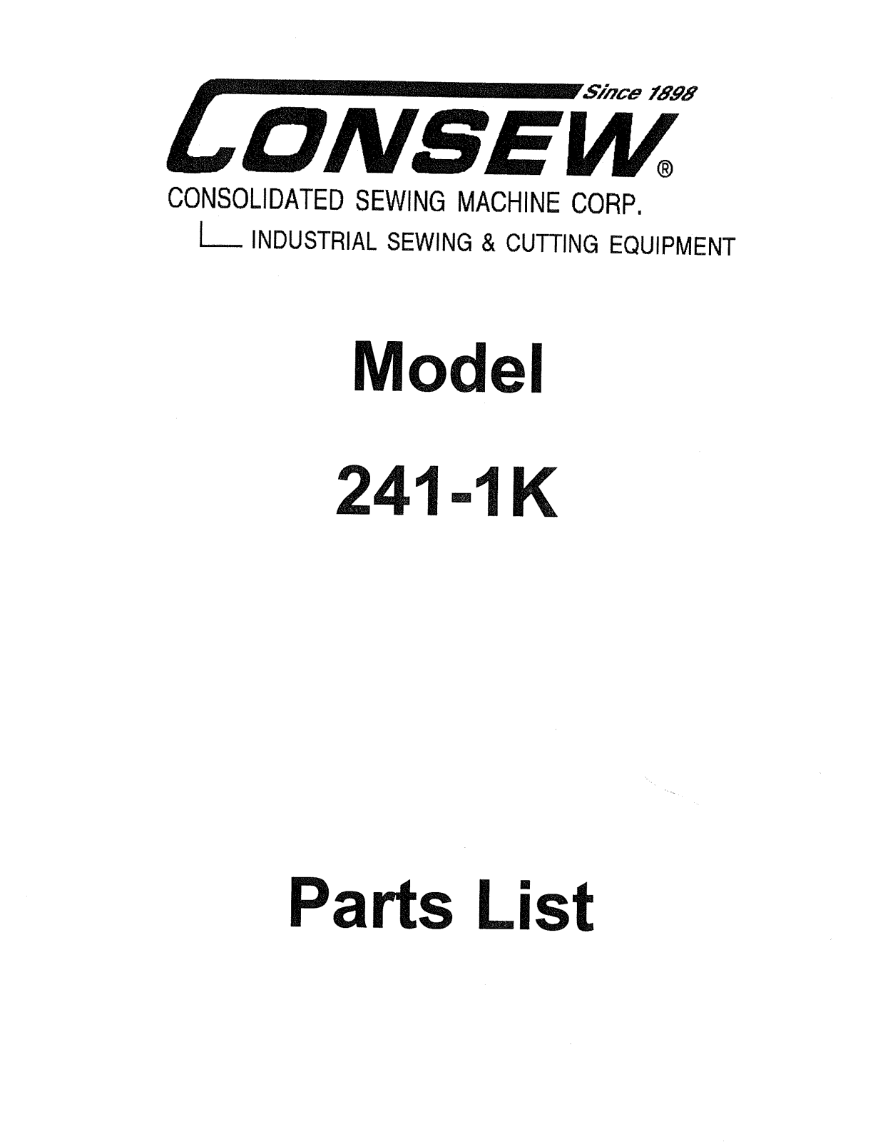 CONSEW 241-1K Parts List