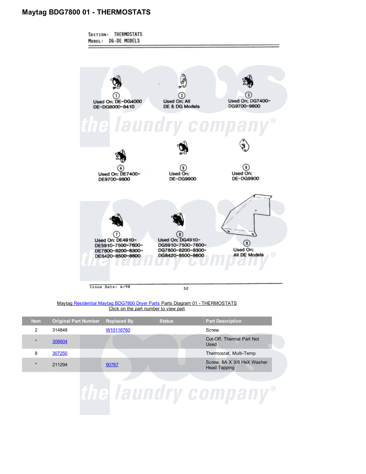 Maytag BDG7800 Parts Diagram