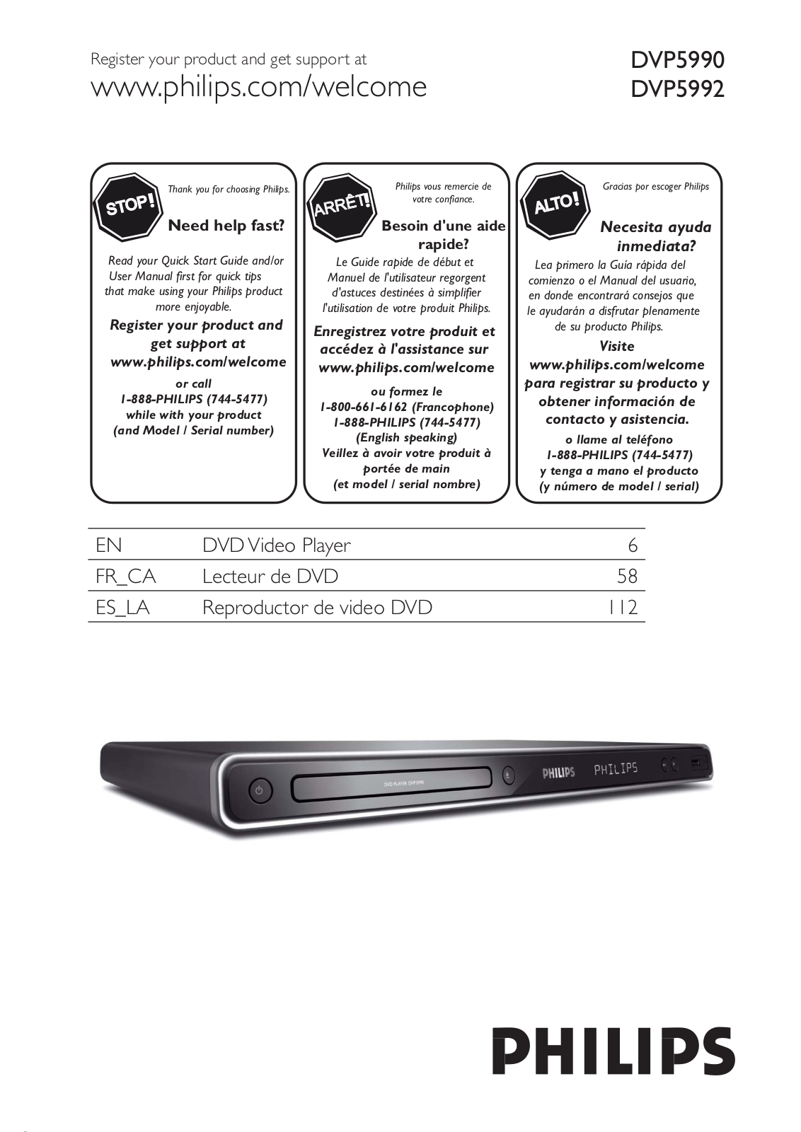 Philips DVP5992, DVP5990 User Manual