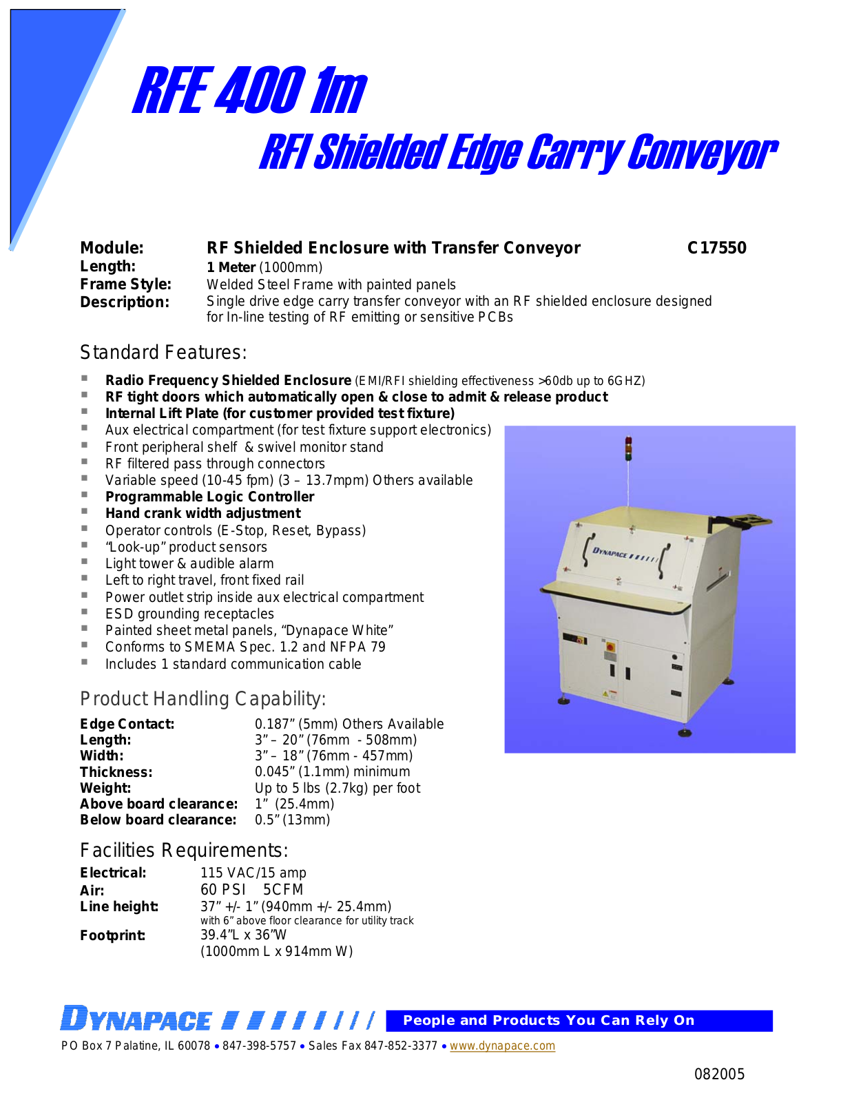 DYNAPACE RFI-EMI Shielded Enclosure User Manual